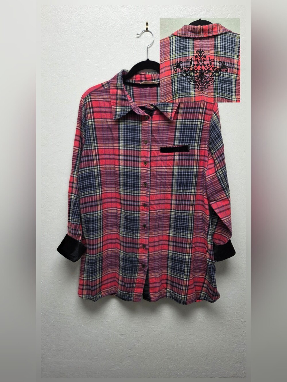 Soft Surroundings Highlands Plaid Flannel Button-Down Shirt Fall Loungewear 2X